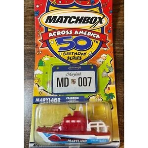Matchbox Across America 50th Birthday Series Maryland Boat Red Diecast Boat